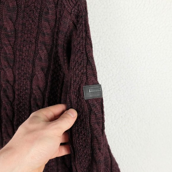 Projek Raw Cable Knit Sweater Mens Extra Large Burgundy Henley Outdoor Preppy - Picture 3 of 10
